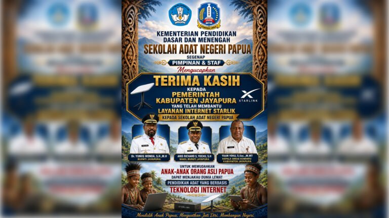 Sekolah Adat Negeri Papua Mendapatkan Layanan Starlink Dari Pemerintah Kabupaten Jayapura